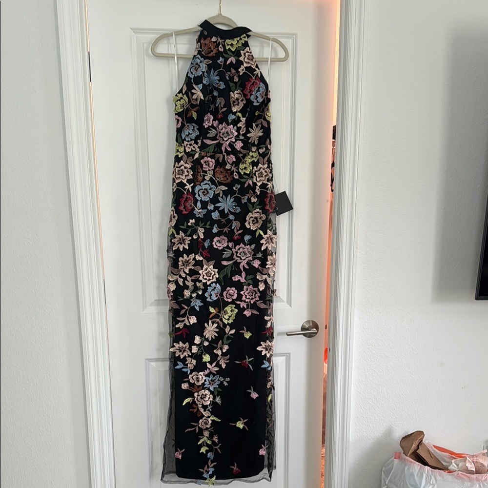 Lulu's Pink and Blue Halter Sheath Maxi Dress